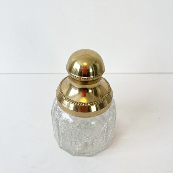 Vintage 1980s Croscill Home Saxony Gold Lid Crackle Glass Jar 5.5 in Storage - Picture 7 of 8